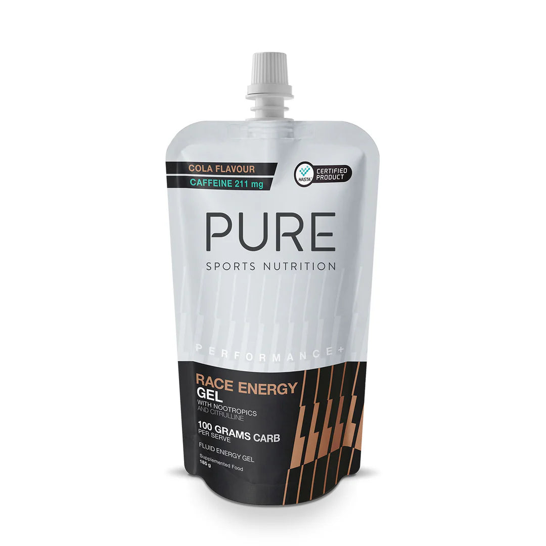 PURE Performance + Race Energy Gel 100 g Carb Pouch + Caffeine
