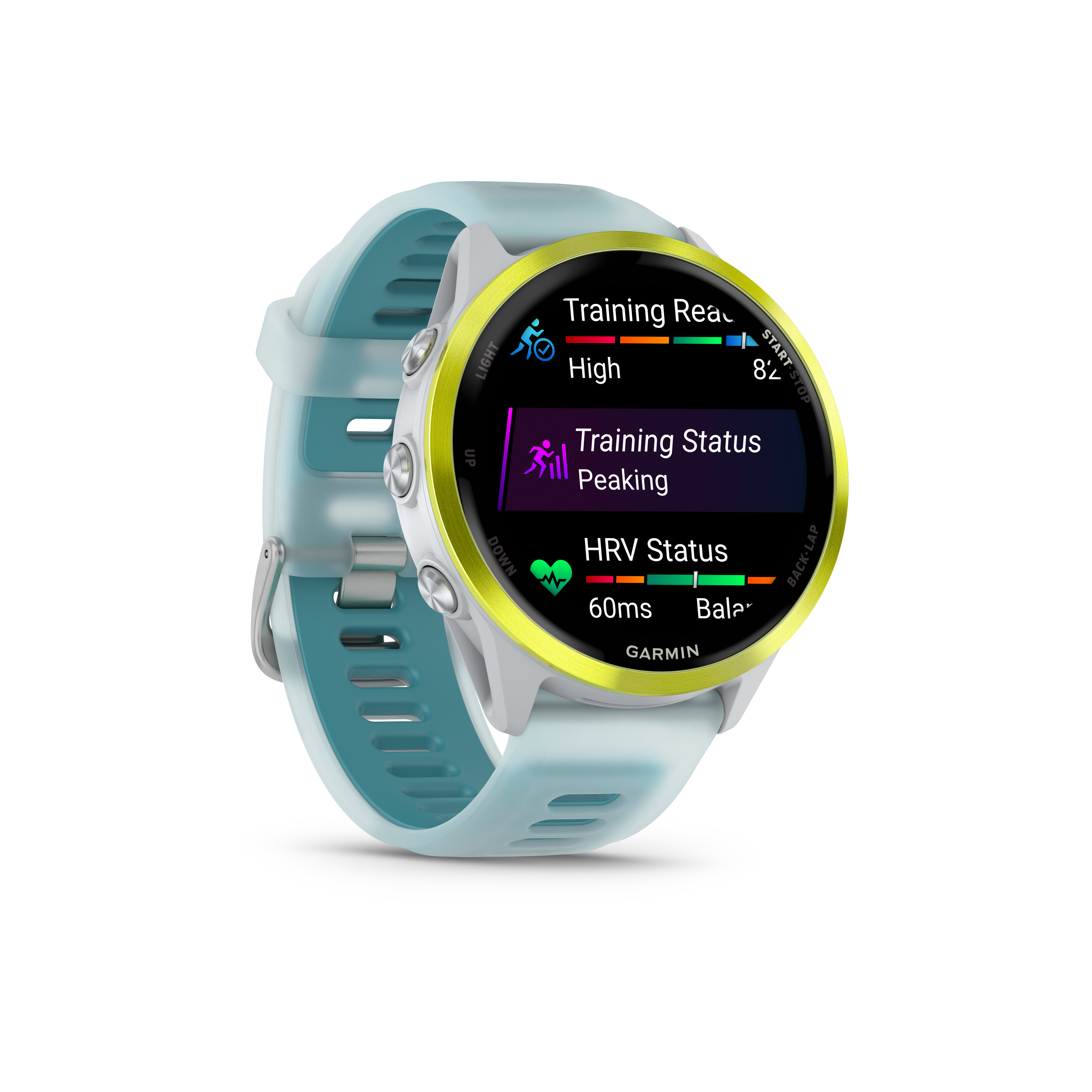 Forerunner570_47mm_AmpTurquoise_HR_Front-right_0004_FR570_glances1.png